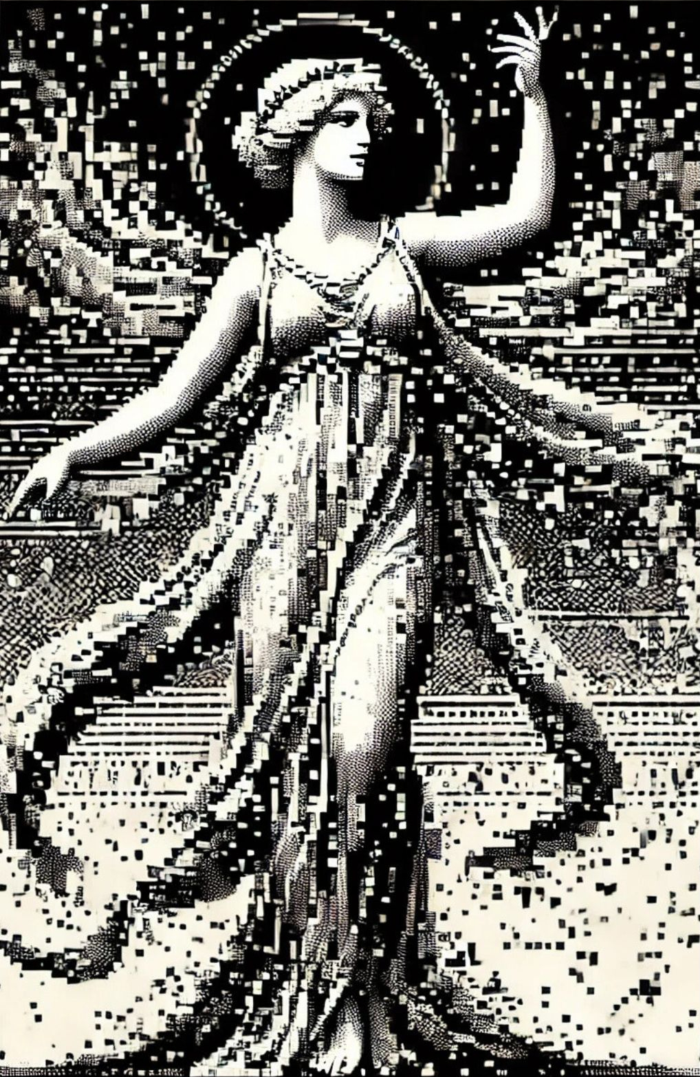 Classical figure in pixelated style